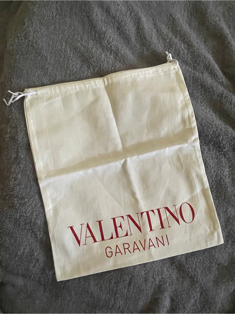 Valentino Garavani Cream Canvas Dust Bag with Red Logo